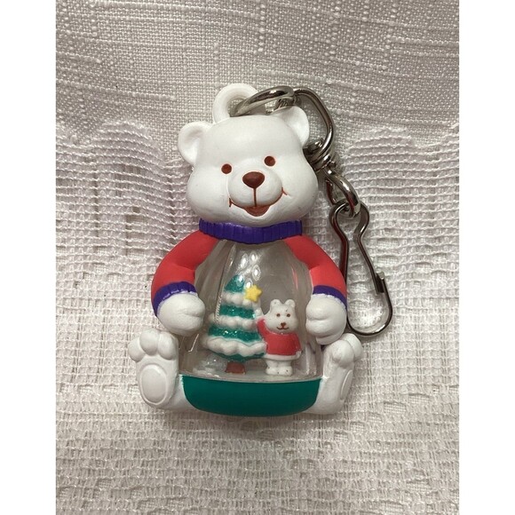 Avon Beary Christmas Snowglobe Zippers Pulls Teddy Bear New Old Stock Unused - Picture 1 of 7